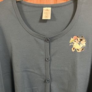 NWT Disney 3X Slate Blue Cardigan Sweater, Screenprinted with Mickey & Minnie